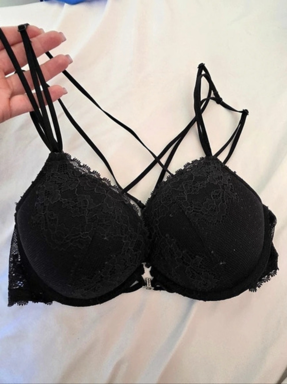 La Senza Black Floral Lace Strappy Bra